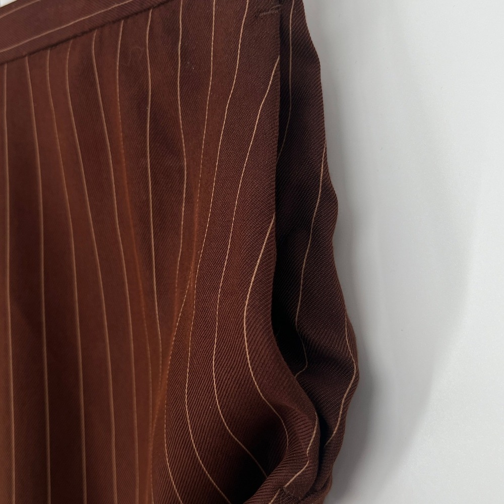 Lauren Ralph Lauren 100% Silk Brown Pinstripe Straight Leg Pants Women 16 Career - Picture 6 of 10